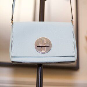 Kate Spade Icy Blue Saffiano Leather Crossbody Bag – Turnlock – Rare Color!